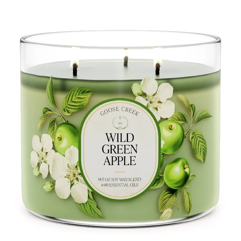 Festive Christmas gift candles with citrus notes-Wild Green Apple Large 3-Wick Candle