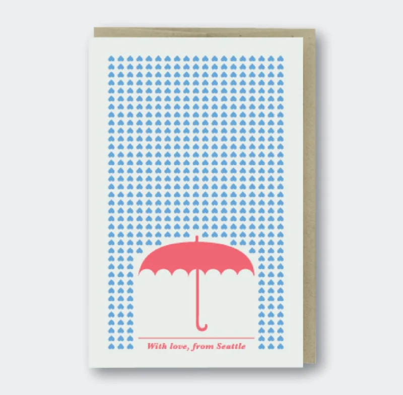 Colorful blanket series for vibrant home decor-With Love from Seattle Umbrella Greeting Card