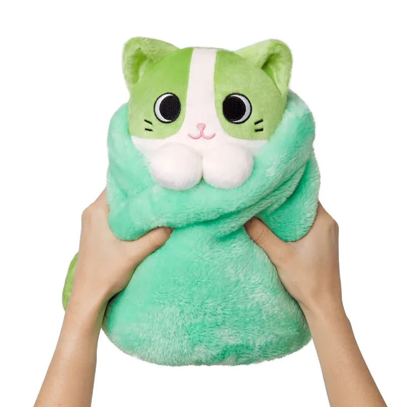 Large blanket series for family use-Purritos XL 12 Inch Plush Cat In Blanket | Matcha