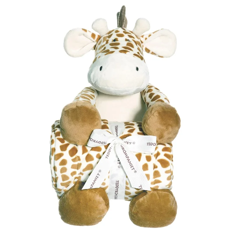 Blanket series with festive designs for holiday decor-Teddykompaniet Diinglisar Collection 11 Inch Plush Giraffe and Blanket Set