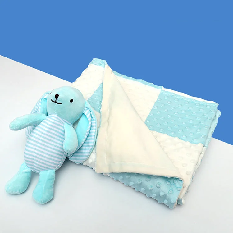 Blanket series with soothing colors for a calm atmosphere-Minky Dot Blanket | Blue + Cuddle Toy