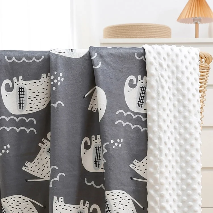 Blanket series for gifting on special occasions-Big Minky Dot Blanket | Grey Elephant