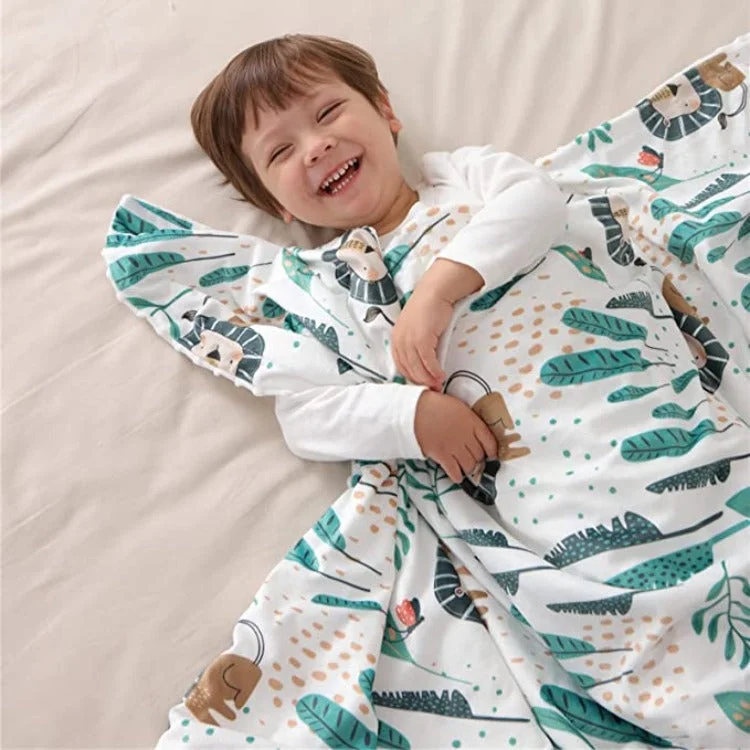 Cooling blanket series for hot sleepers-Big Minky Dot Blanket | Jungle Lion