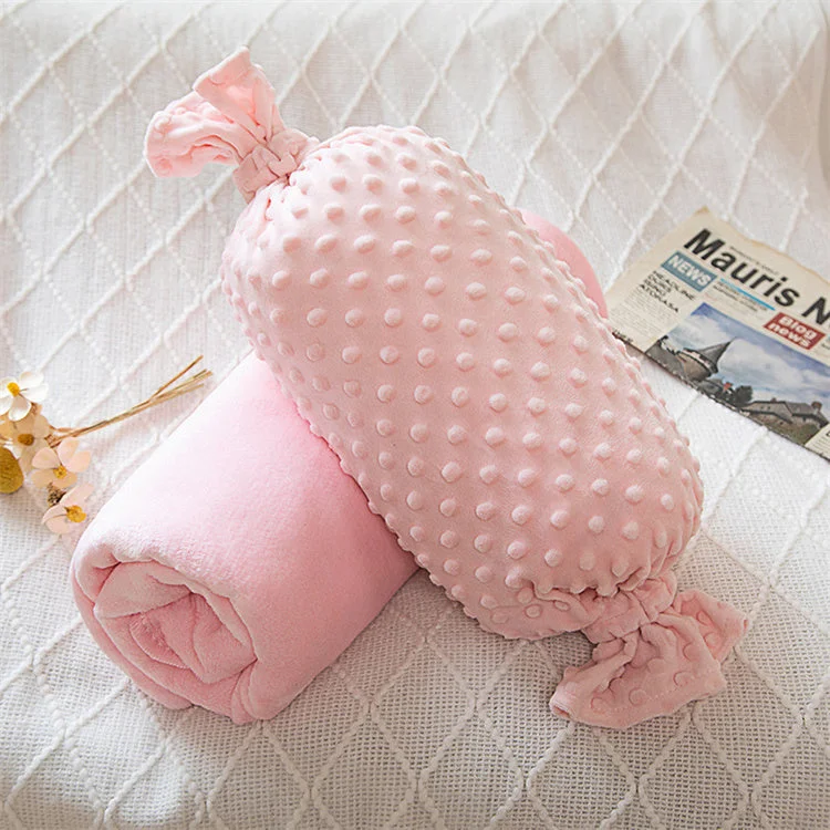 Velvet blanket series for luxurious softness-Candy Fluffy Lumbar Pillow & Blanket | Pink