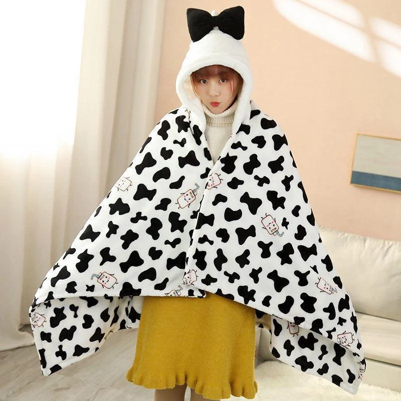 Lightweight blanket series for year-round use-Cute Cow &Teddy Bear Plush Blankets