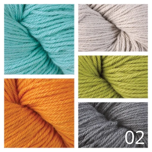 02:  2 skeins 51133/51130/5116/51132;  1 skein 5109