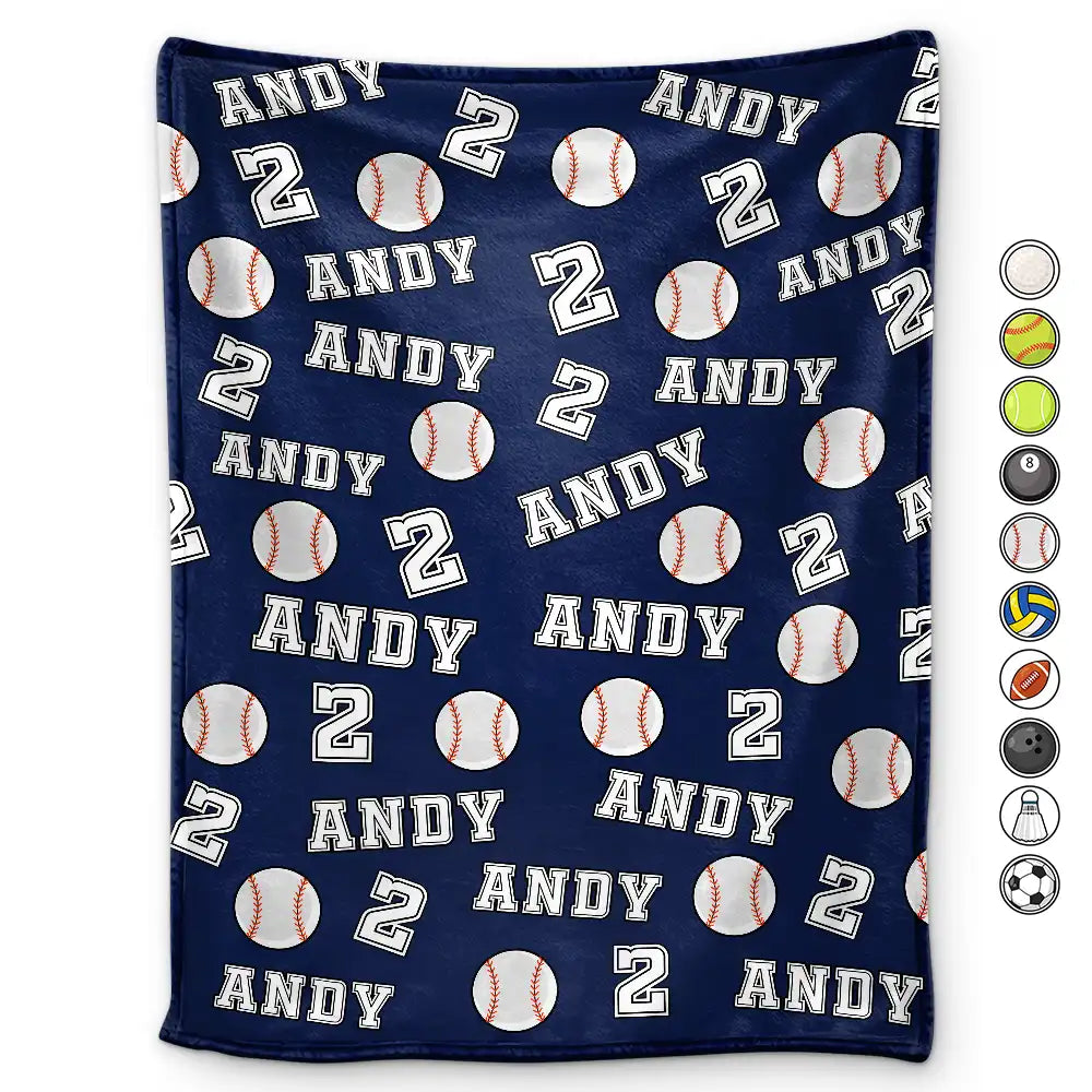 Eco-friendly organic cotton blanket series-Colorful Sports Pattern Baseball Volleyball Basketball - Personalized Fleece Blanket, Sherpa Blanket