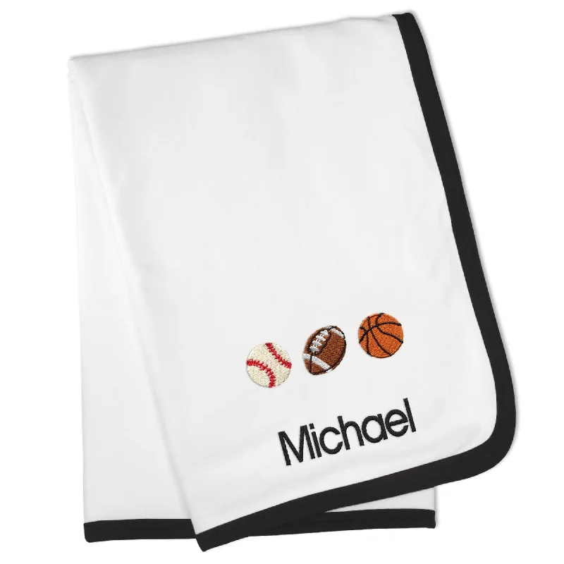 Modern blanket series with minimalist designs-Personalized 3 Sports Balls Emoji Blanket