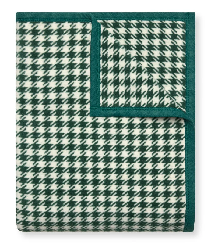 Blanket series with fringe details for stylish accents-Houndstooth Blanket in Evergreen