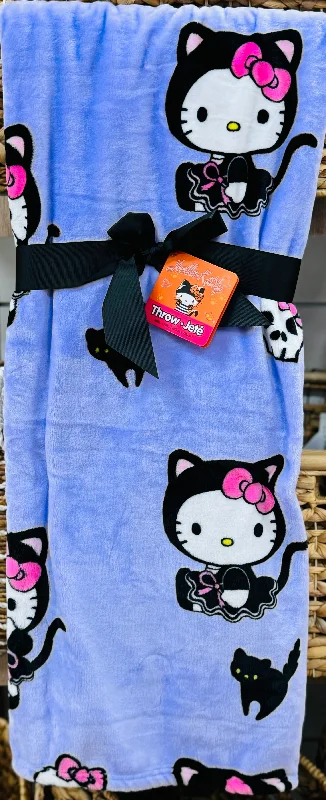 Blanket series with soothing colors for a calm atmosphere-New Hello Kitty Plush Jute Throw Blanket purple Halloween 👻 decor 60x70