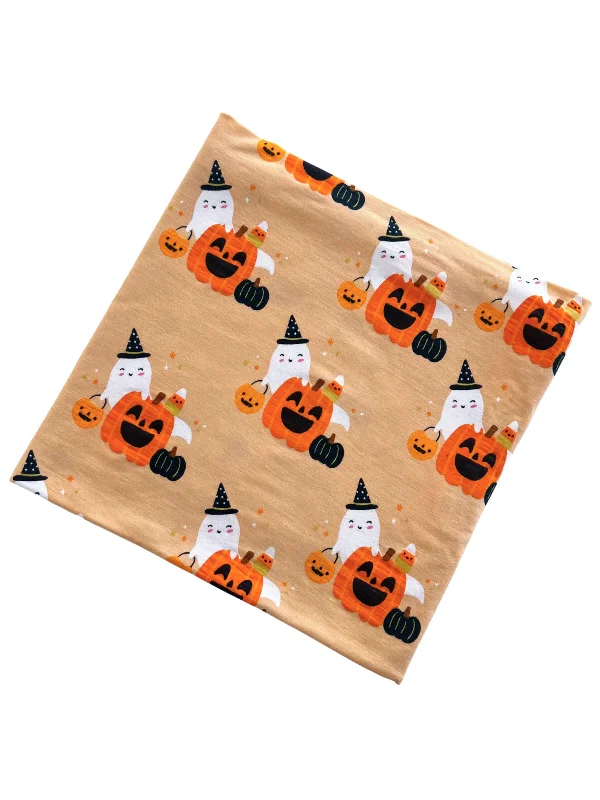 Hand-knit blanket series for unique craftsmanship-Stretch Swaddle Blanket, Halloween Cluster