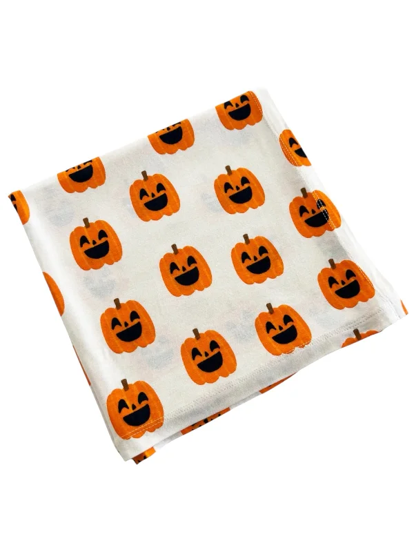 Kids’ blanket series with fun patterns-Stretch Swaddle Blanket, Jack-O-Lantern