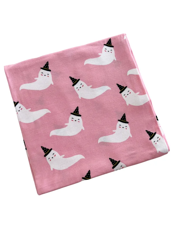 Blanket series with textured designs for added style-Stretch Swaddle Blanket, Pink Ghost