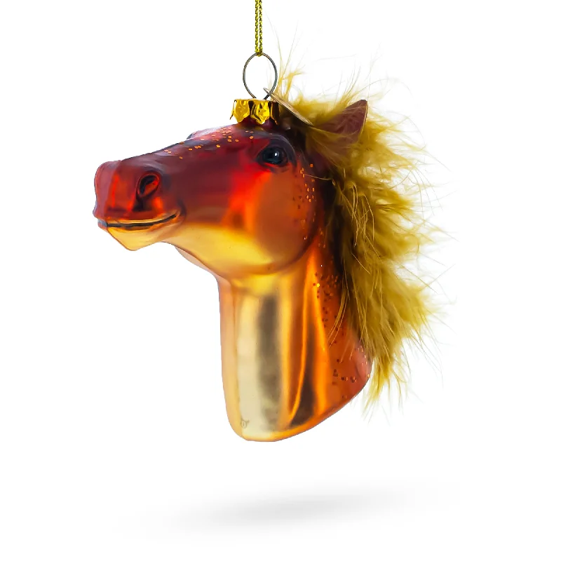 Christmas Decoration for twinkle effects-Horse Head Blown Glass Christmas Ornament