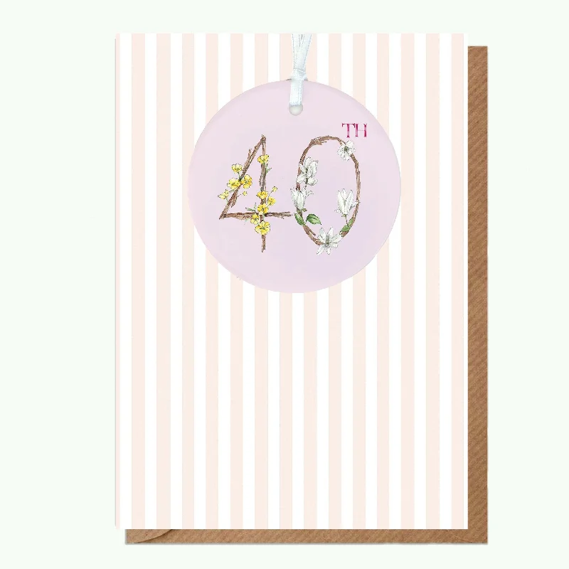 Blanket series with custom monograms for a personal touch-40th Birthday Card with Ceramic Keepsake - Greeting Card for a Memorable Celebration