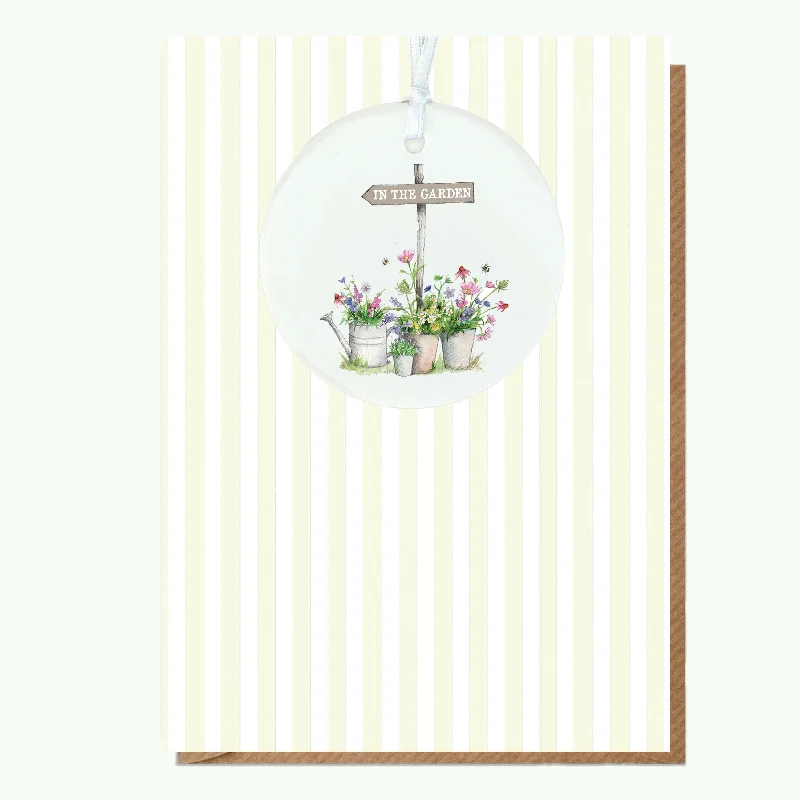 Cotton blanket series for breathable comfort-A6 Greeting Card with Ceramic Keepsake - Garden Sign