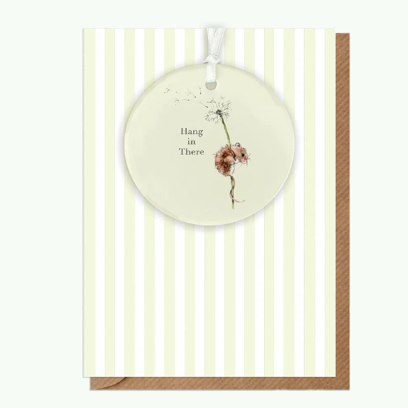 Extra-large blanket series for sharing-A6 Greeting Card with Ceramic Keepsake - Mouse Hang In There