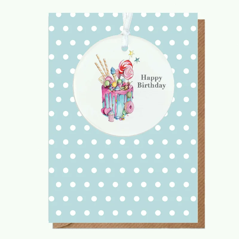 Warm blanket series for cold weather adventures-A6 Greeting Card with Ceramic Keepsake - Truly Scrumptious Happy Birthday