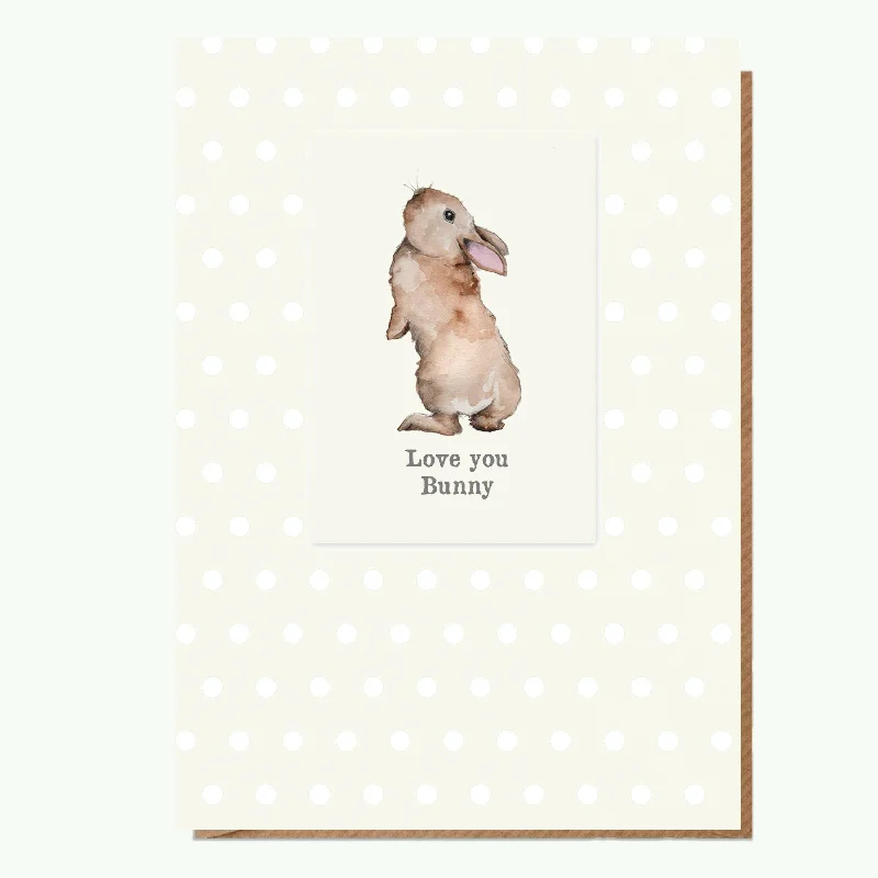 Eco-friendly organic cotton blanket series-A6 Bunny Love You Bunny Greeting Card with Magnet - Cute Gift for Any Occasion