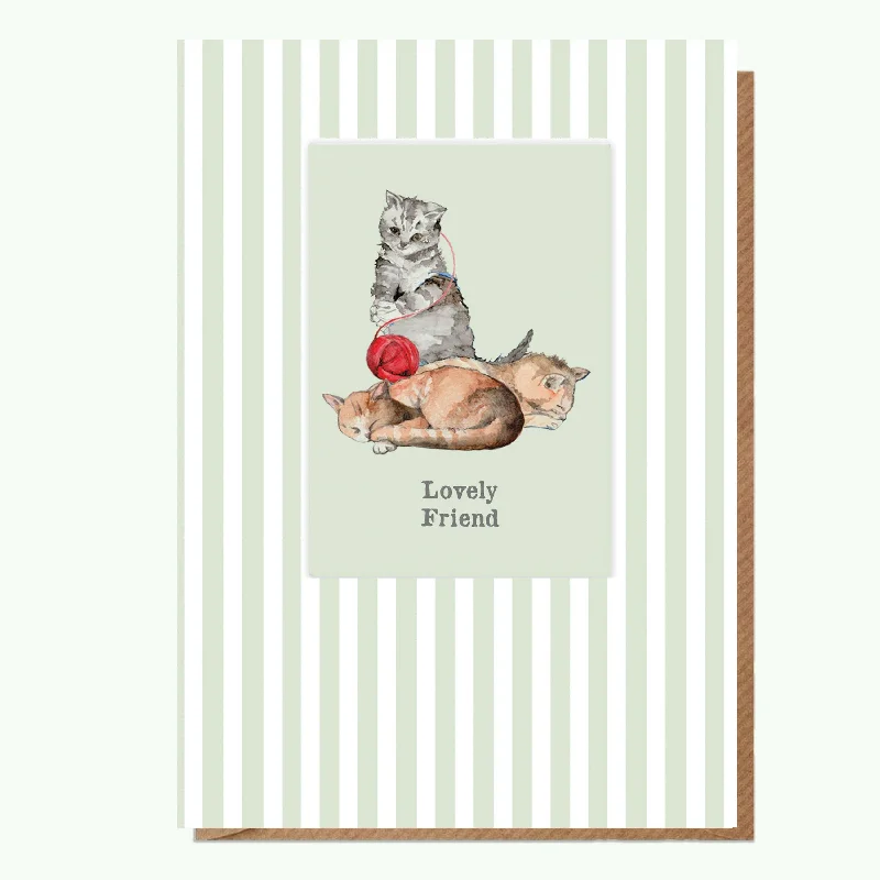 Cozy blanket series for outdoor picnics-Cats Lovely Friend A6 Greeting Card with Magnet - Adorable Feline Design