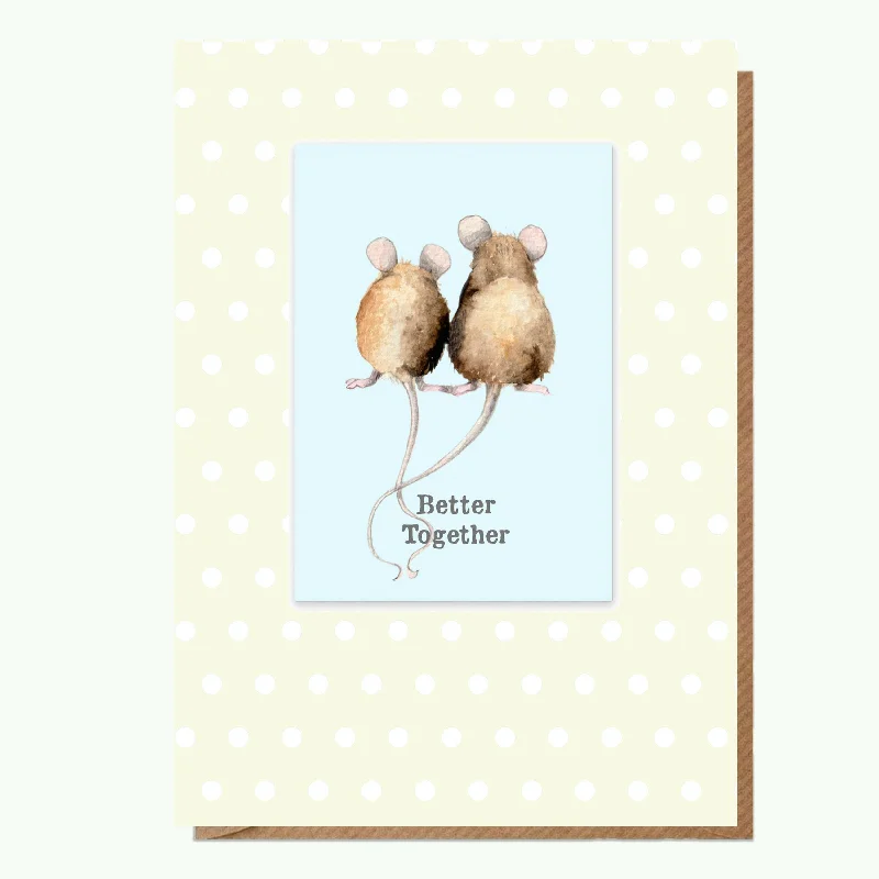 Kids’ blanket series with fun patterns-A6 Mice Better Together Greeting Card with Magnet - Perfect for Any Occasion