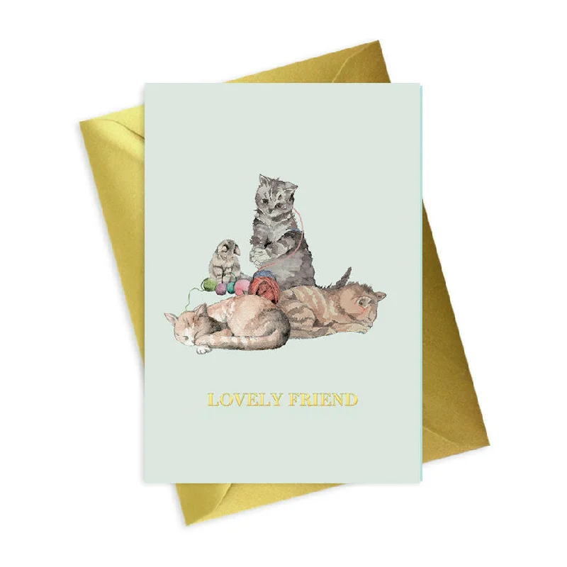 Affordable blanket series for budget-friendly warmth-Cute Cats A6 Foiled Greeting Card - Perfect for Your Lovely Friend