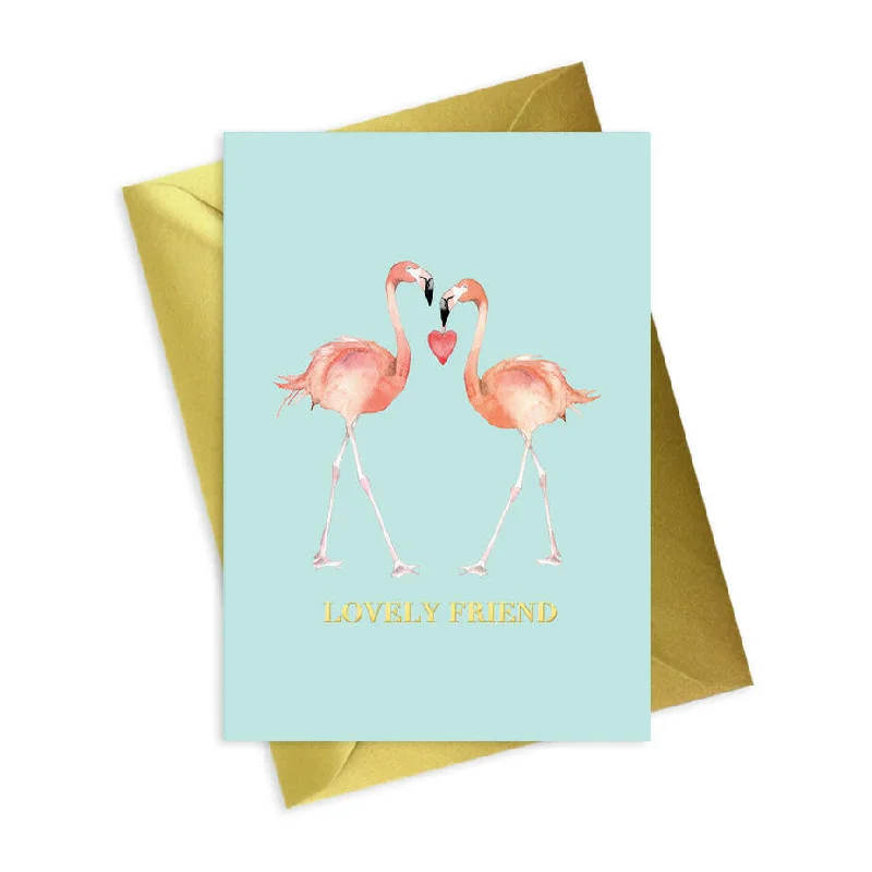 Stylish knitted blanket series for chic home decor-Flamingo Friends A6 Foiled Greeting Card from Our Animal Collection