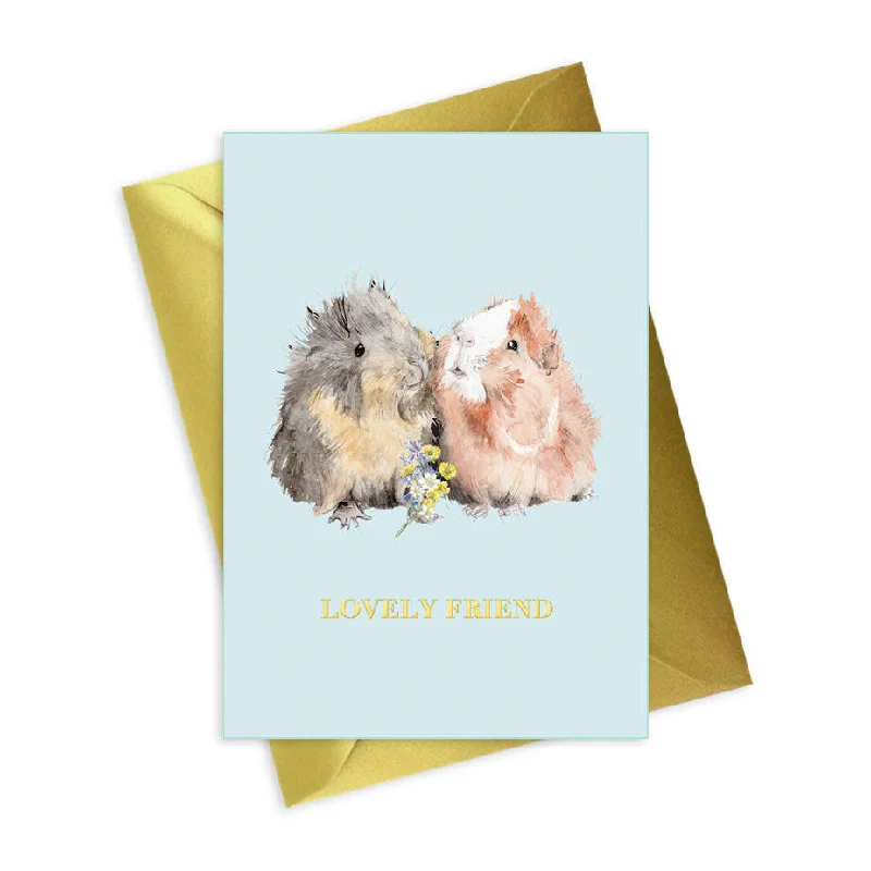 Blanket series with custom monograms for a personal touch-Guinea Pig A6 Foiled Greeting Card - Perfect for a Lovely Friend