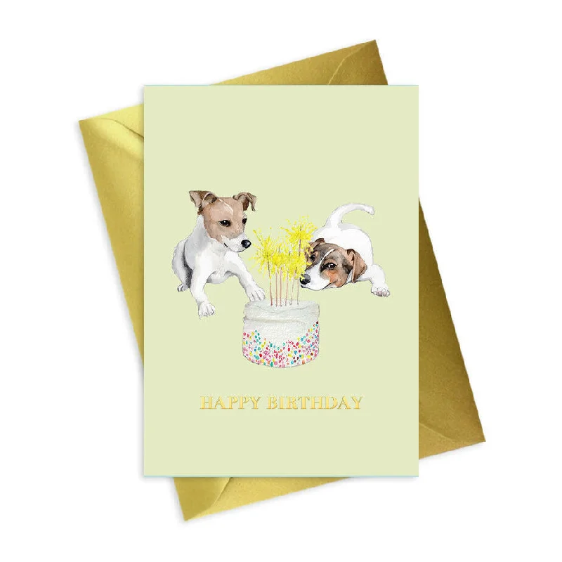 Minimalist blanket series for clean and modern decor-Jack Russell Happy Birthday - A6 Foiled Greeting Card from the Animal Collection