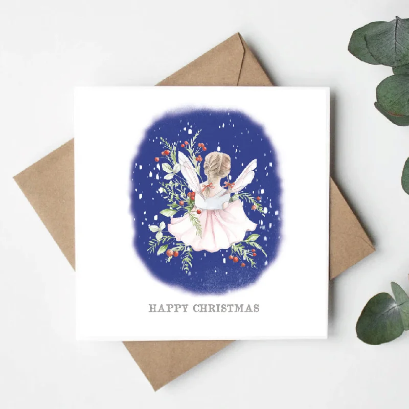 Blanket series with fringe details for stylish accents-Vibrant Christmas Fairy Foil Card - Magical Holiday Greeting Card