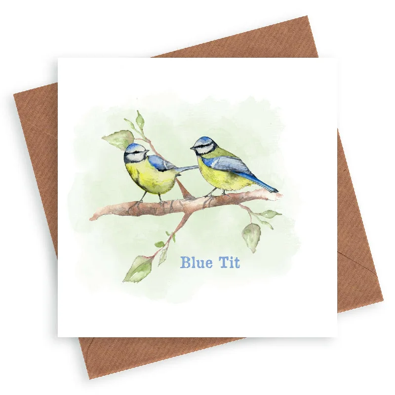 Plush microfiber blanket series for extra softness-Blue Tit Bird Card - Handcrafted Nature-Inspired Greeting Card