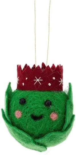 Christmas Decoration for hot cocoa-Brussels Sprout Felt Christmas Tree Decoration