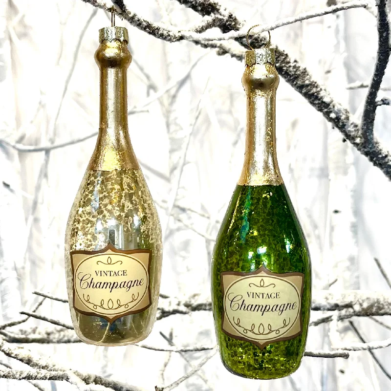 Christmas Decoration for candle warmth-Champagne Bottles Tree Bauble Duo