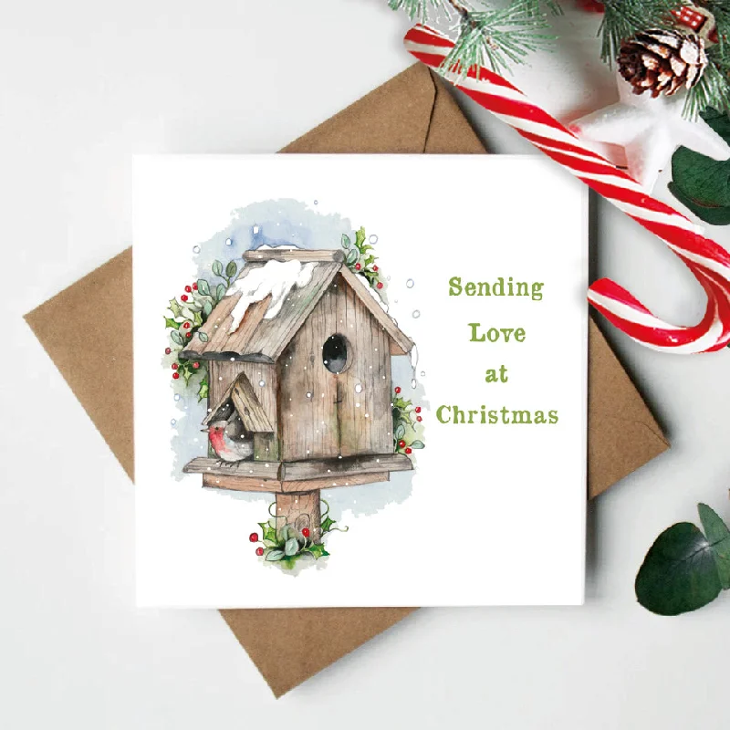 Microfiber blanket series for a smooth feel-Christmas Birdhouse Greeting Card