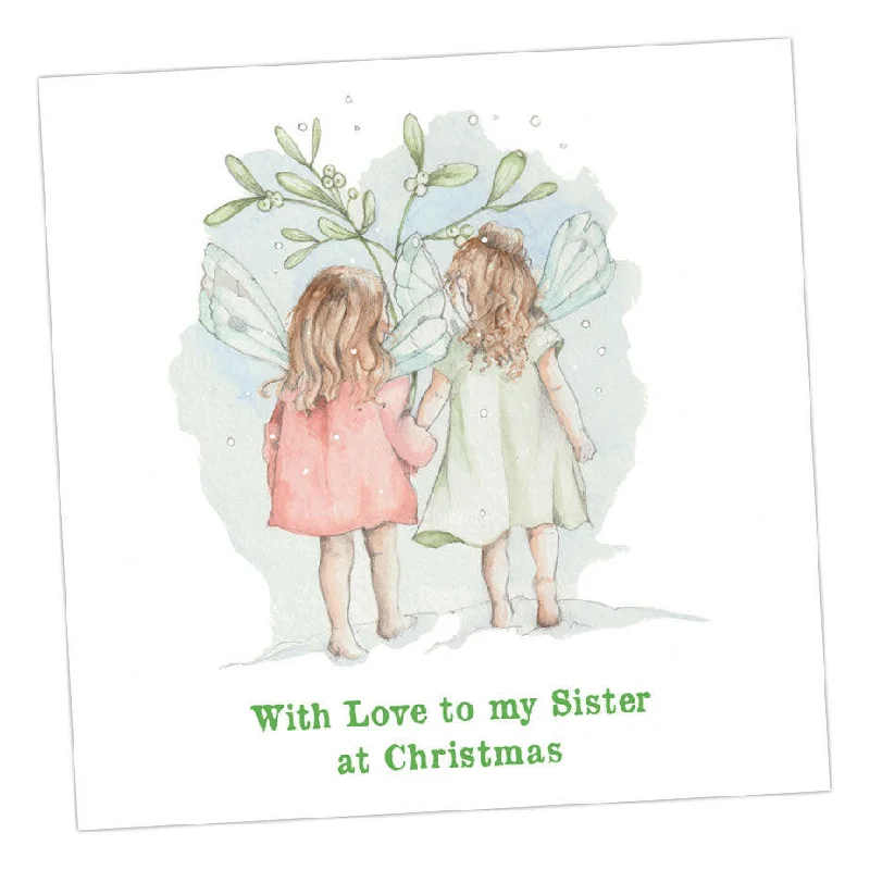 Soft and breathable blanket series for a cool night's sleep-Premium Christmas Fairy Sister Card - Hand Finished Festive Holiday Greeting for Your Beloved Sibling