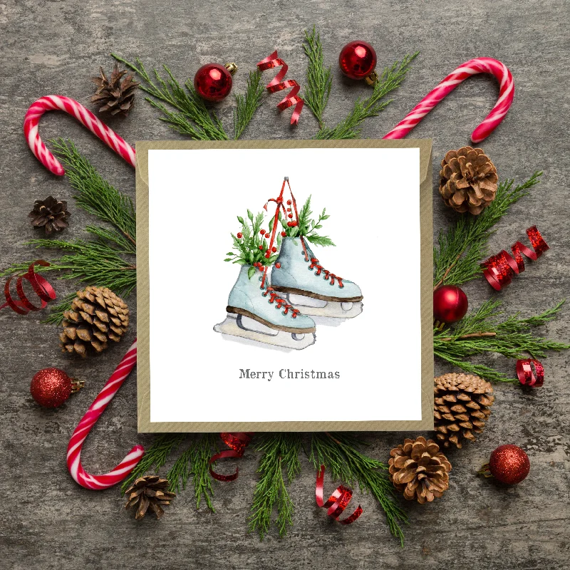 Cooling blanket series for hot sleepers-Christmas Skates Greeting Card