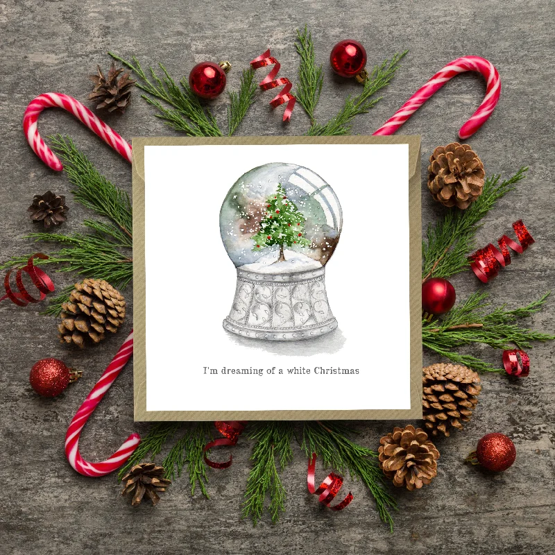 Blanket series with fringe details for stylish accents-Premium Hand-Finished Snowglobe Christmas Card - Festive Holiday Greeting with Snow Globe Design