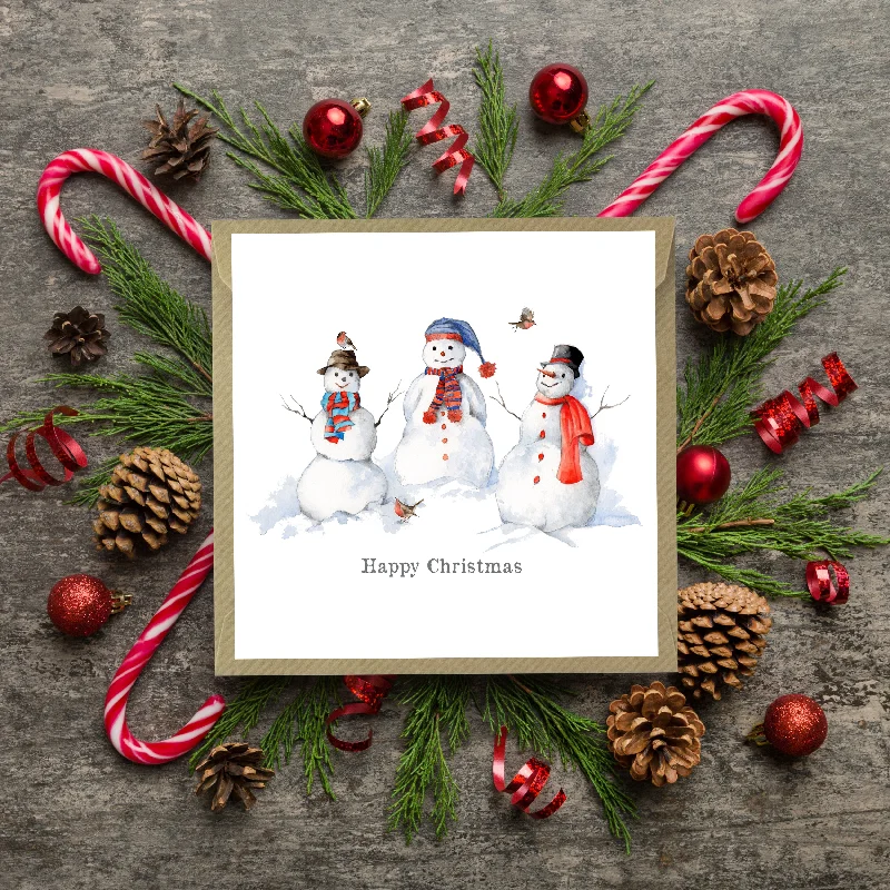 Blanket series for gifting on special occasions-Christmas Snowmen Greeting Card