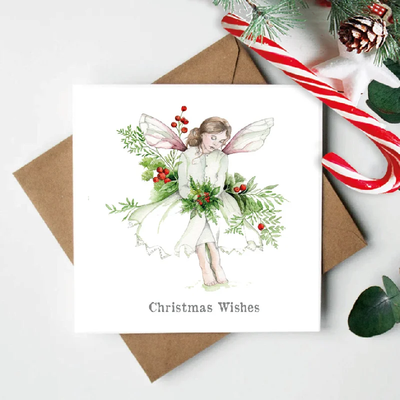 Blanket series with seasonal patterns for festive decor-Christmas Tree Fairy Greeting Card