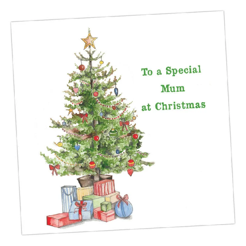 Throw blanket series for layering with style-Premium Christmas Tree Mum Card - Hand Finished Festive Greeting for Moms