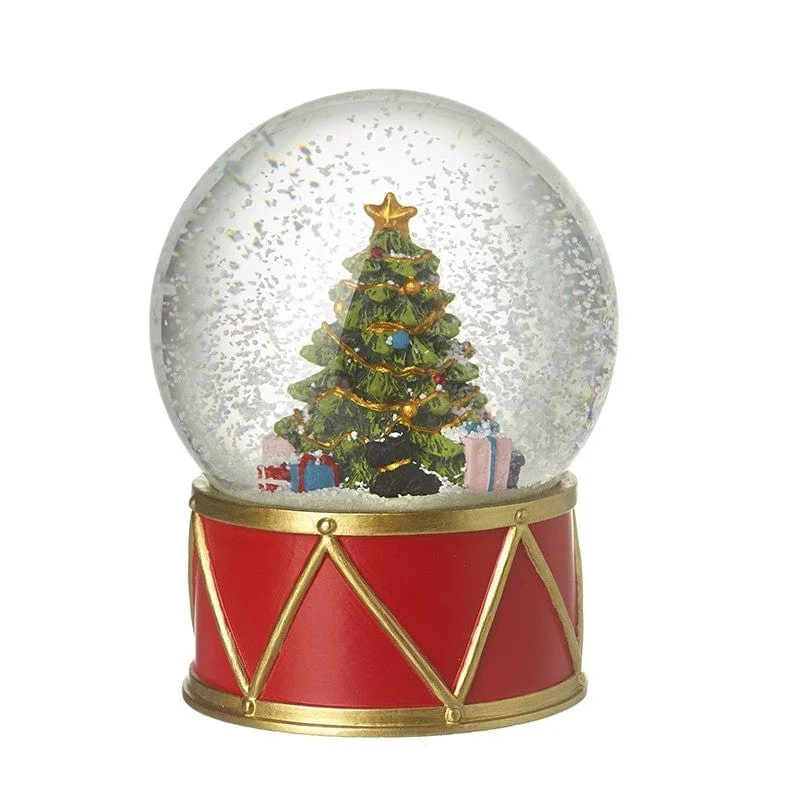 Christmas Decoration for garden lights-Christmas Tree on Drum Base Snow Globe