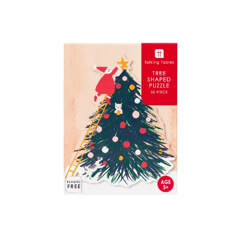 Christmas Decoration for vintage appeal-Christmas Tree Shaped Children's 50 Piece Puzzle