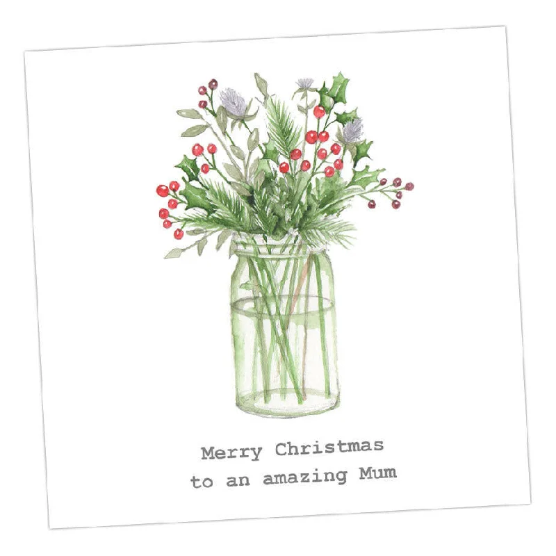 Large blanket series for family use-Premium Hand-Finished Christmas Jar Mum Card - Festive Design for the Perfect Holiday Greeting