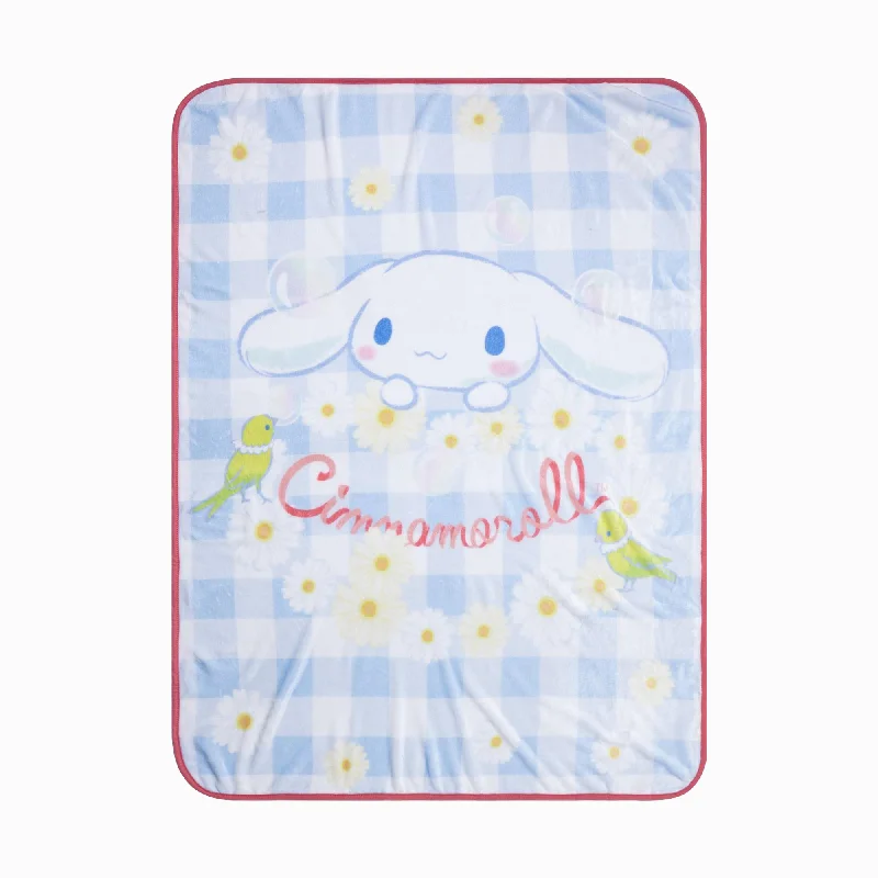 Personalized blanket series for unique gifts-Cinnamoroll Blue Gingham Throw Blanket