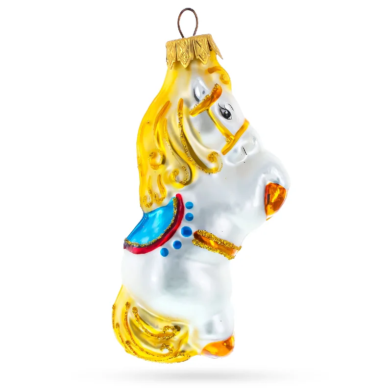 Christmas Decoration for nutcracker charm-Circus Horse Standing on Back Legs Mini Glass Christmas Ornament