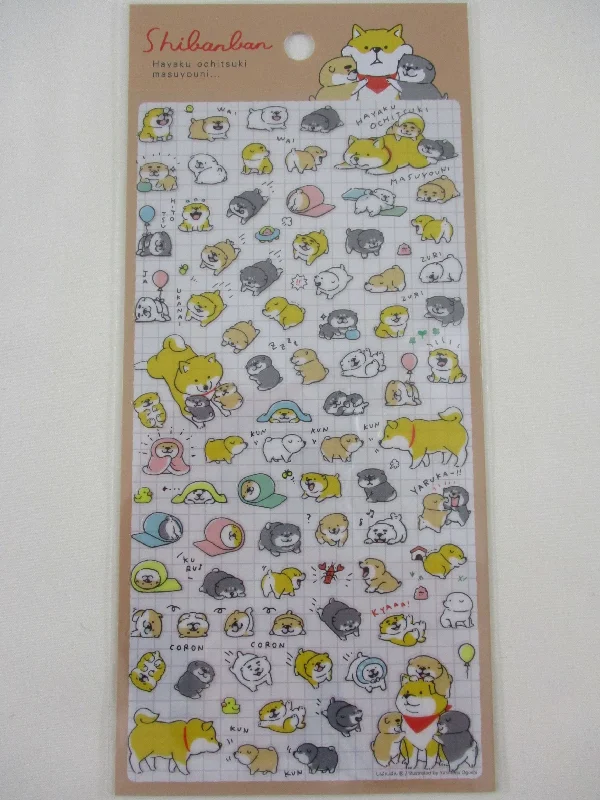 Reversible blanket series for multiple designs-Cute Kawaii Mind Wave Dog Puppies Playful Blanket Roll Sticker Sheet - for Journal Planner Craft