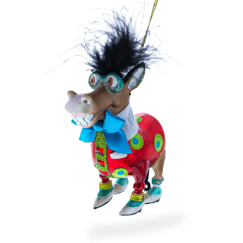 Christmas Decoration for glass ornaments-Debonair Donkey Blown Glass Christmas Ornament