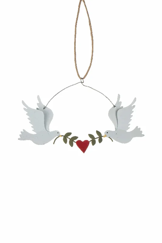 Christmas Decoration for cozy blankets-Dove with Mistletoe Christmas Tree Decoration