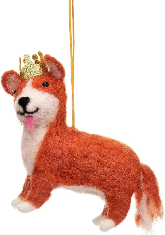 Christmas Decoration for new releases-Felt Corgi with Crown Christmas Tree Decoration