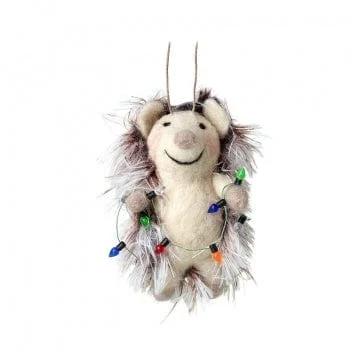 Christmas Decoration for LED glow-Felt Hedgehog with Multi-Colored String Lights Christmas Tree Decoration